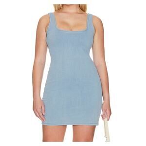 Good American Denim Stretchy Mini Dress Built-In Bra Size 6 Neutral Casual